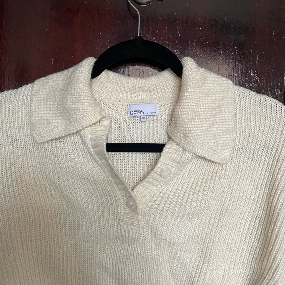 Danielle Bernstein WeWoreWhat cropped knit polo sweater - Picture 2 of 3